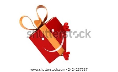 Top-View Gift Box with Vibrant Red Ribbon and Golden Background