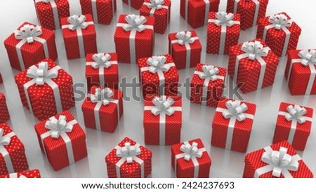 Top-View Gift Box with Vibrant Red Ribbon and Golden Background