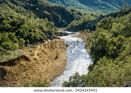 Mountain river in Estérel France. After heavy rains, this small stream becomes an impetuous torrent. Royalty-Free Stock Photo #2424245941