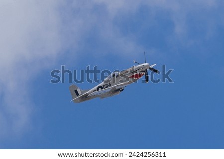 RAAF P51 Mustang VH-SVU (A68-750) doing a demonstration in Geelong, Australia for Australia day on January 26th, 2024 Royalty-Free Stock Photo #2424256311