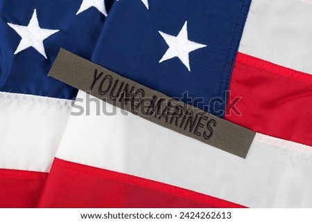 U.S. YOUNG MARINES Branch Tape on national USA flag background
