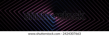 Abstract background with magenta, blue glowing geometric triangular lines. Modern minimal trendy shiny pink lines pattern. Vector illustration Royalty-Free Stock Photo #2424307663