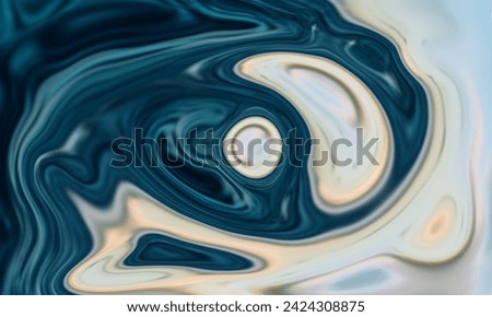 Beautiful abstraction of liquid background. 2 colors, very dark cyan and very soft orange. Royalty-Free Stock Photo #2424308875