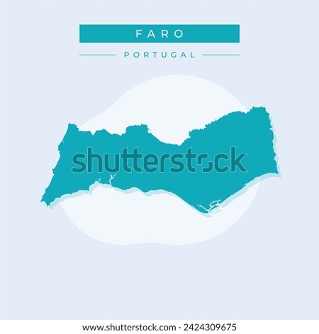 black silhouette of a map of the Algarve city in southern Portugal on a white background