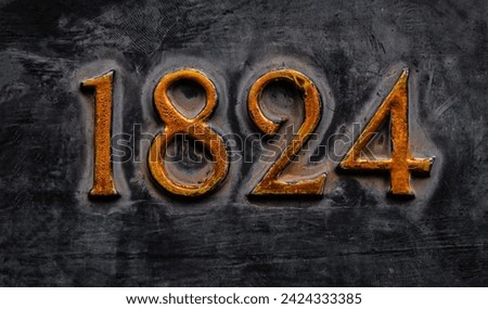 Year 1824 in gold numerals Royalty-Free Stock Photo #2424333385
