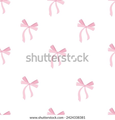 Pink bow and ribbon are coquette and cute seamless pattern background. Valentine's day sweet elements wallpaper. -Vector