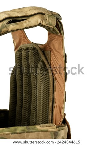 Close up of tactical bulletproof vest on white background
