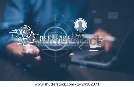 Deepfake  concept ,Facial tracking, detection and recognition technology, Security system. Royalty-Free Stock Photo #2424382371