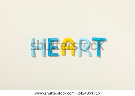 The word heart on a light background.