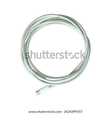 white smartphone charging cable isolated Royalty-Free Stock Photo #2424399357