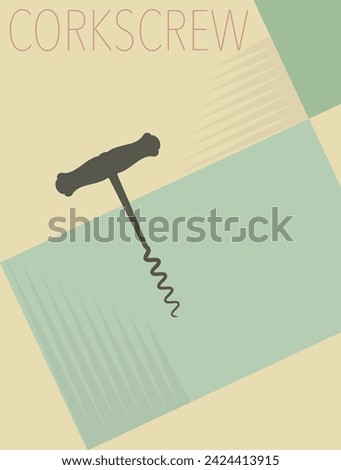 Corkscrew Opener Minimal Design Vector Art Illustration