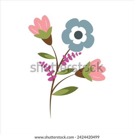 beautiful flowers simple flat vector
