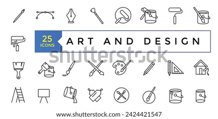 Art and design icon set simple line art style icons pack. Vector illustration