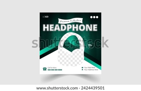 New arrival Modern wireless headphone social media post design for selling and promotional purpose. Instagram square headphone or musical instrument poster design template.
