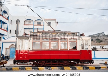 Old retro tram train. Attraction in Sintra, Portugal. Royalty-Free Stock Photo #2424465305