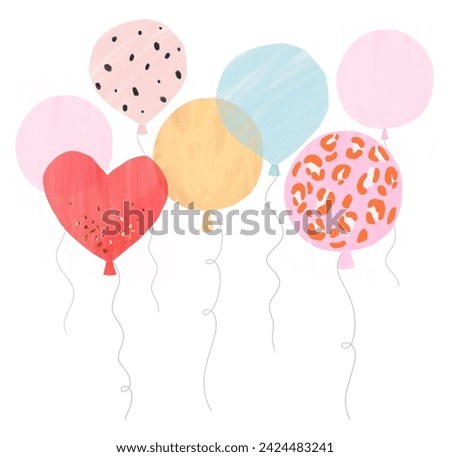 Beautiful stock illustration with hand drawn birthday air balloons composition. Party celebration clip art.