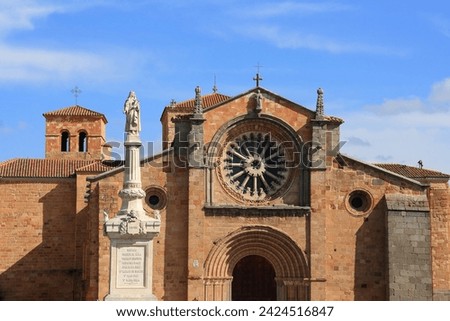 Avila town in Spain. Church of San Pedro, also known as Church of St. Peter the Apostle. Royalty-Free Stock Photo #2424516847