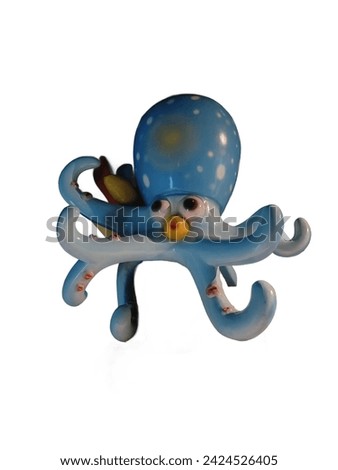 Giant squid cartoon statue, bright colors, cute and funny. Decorate the front of the aquarium, attracting children to come and take photos together.