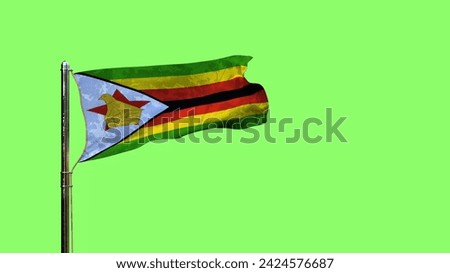 waving flag of Zimbabwe for national holiday on chroma key screen, isolated - object 3D illustration