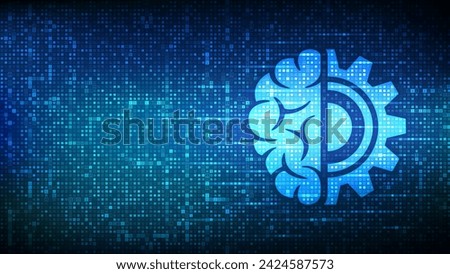 Machine learning icon made with binary code. AI Artificial Intelligence. Deep learning. Data mining, Big Data, algorithm, neural network . Digital code background with digits 1.0. Vector Illustration. Royalty-Free Stock Photo #2424587573