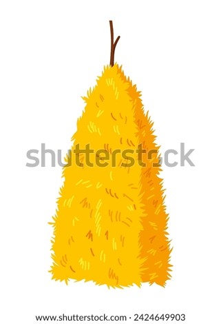Haystack isolated on white background. Flat vector illustration dried haystack. Farming haymow bale hayloft, agricultural rural haycock. A supply of feed for livestock, the object of agriculture