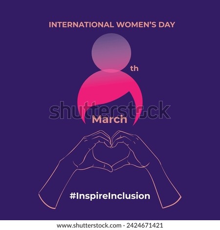 8th March hugging herself. Inspire Inclusion is the campaign theme of International Women's Day 2024. Vector illustration. Royalty-Free Stock Photo #2424671421