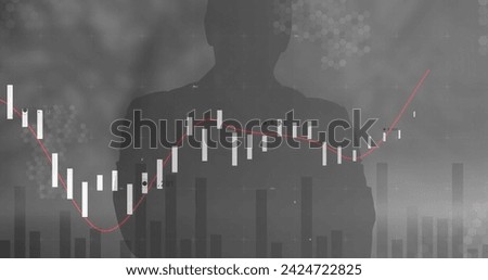 Image of data processing over silhouette of man. Global business and digital interface concept digitally generated image.
