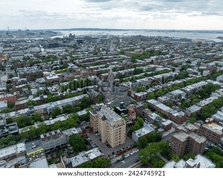 Aerial view of the Brooklyn skyline in New York City.