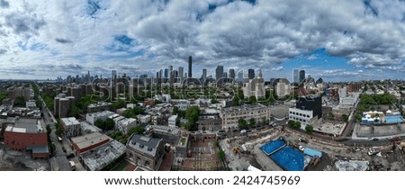 Aerial view of the downtown Brooklyn skyline in New York City.