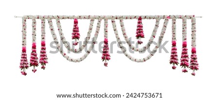Indian hindu flower garland,Indian Traditional flower decoration, Indian festival garland isolated on white background Royalty-Free Stock Photo #2424753671