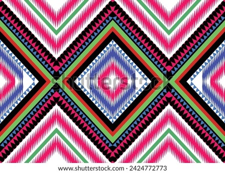 Colorful ikat fabric abstract symbol aztec illustration geometric shape vector ethic nature indigenous tribal work background backdrop wallpaper print textile clothing fashion decoration 