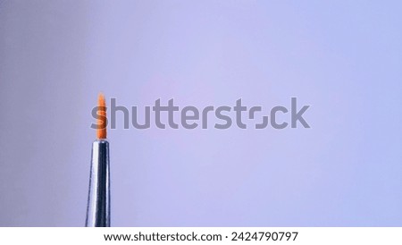 Painting small round brush tip bristle close up isolated against white background. Art craft tool, back to school concept. Free copy space for template design presentation.