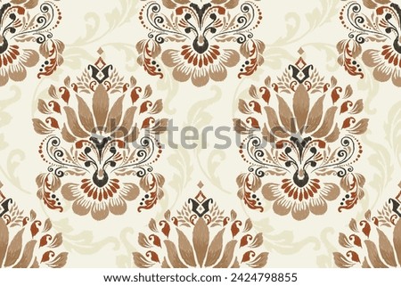Damask Ikat floral seamless pattern on white background vector illustration.Ikat ethnic oriental embroidery.Aztec style,abstract background.design for texture,fabric,clothing,wrapping,decoration,print Royalty-Free Stock Photo #2424798855