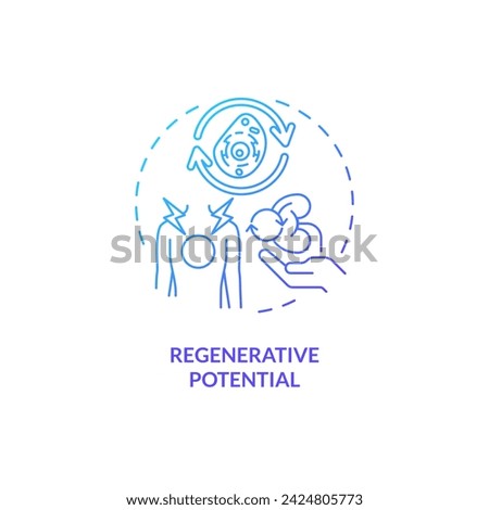 2D gradient regenerative potential icon, simple isolated vector, thin line blue illustration representing cell therapy.