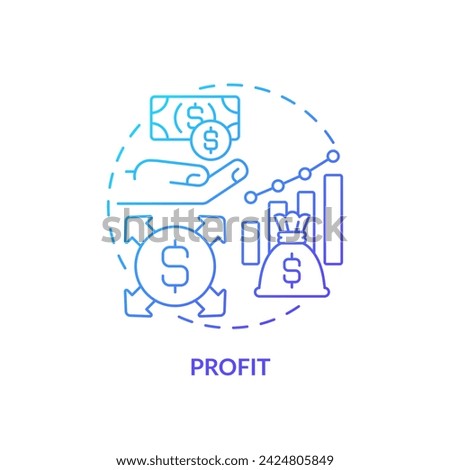 2D gradient profit icon, simple isolated vector, blue thin line illustration representing cash flow management.