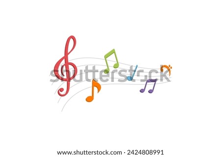 Music Note Musical Instrument Flat Sticker Design