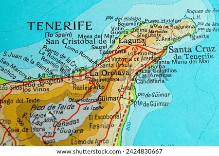Map of Tenerife, Spain, famous places in the world, world tourism, travel destination, world trade and economy