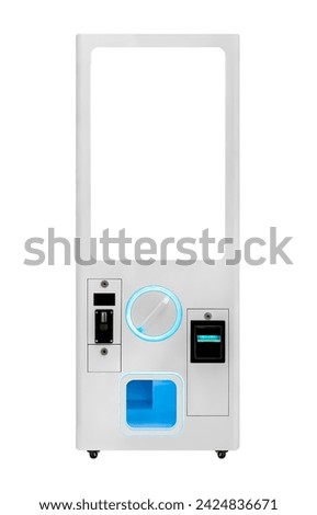 Empty front view Gashapon vending machine isolated on white background Royalty-Free Stock Photo #2424836671