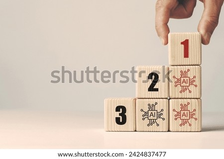 Assembled wooden cubes on the topic of the application of artificial intelligence in business.
