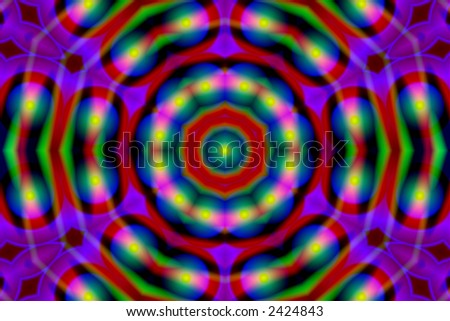 Bright digital background with abstract kaleidoscope and lights