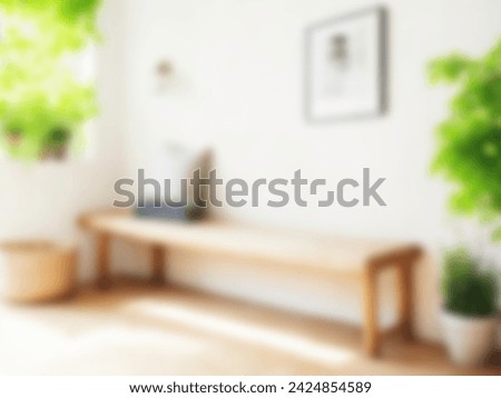 Blur living room at home with morning sunlight at big window for background usage. blur interior background concept.britht tone.