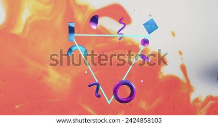 Image of moving shapes and stains on white background. Social media, abstract, and background design concept digitally generated image.