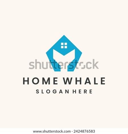 Home whale logo icon design template vector illustration