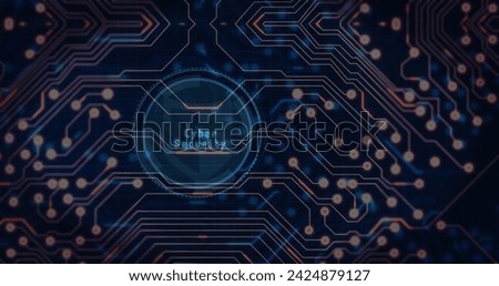 Image of medical data processing and processor socket over dark background. Global medicine, technology, data processing and digital interface concept digitally generated image.