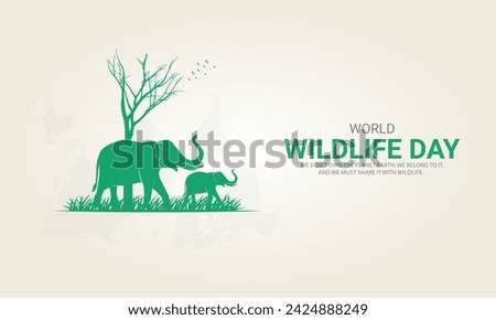 World Wildlife Day, Wild Animals shape wildlife day design for posters, banners, 3D