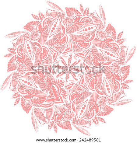Abstract ornament in circle. Ornate mandala with floral motifs. Element for design. Vector illustration.