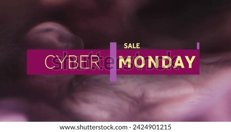 Image of cyber monday sale text and shapes on black background. Social media, sale and background design concept digitally generated image.