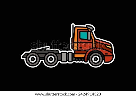 Original vector illustration. A large truck. A contour icon. Hand drawn, not AI