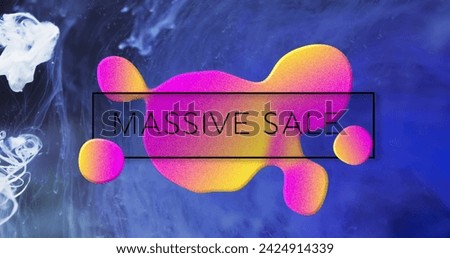 Image of massive sale text over blue liquid background. Shopping, communication and background design concept digitally generated image.