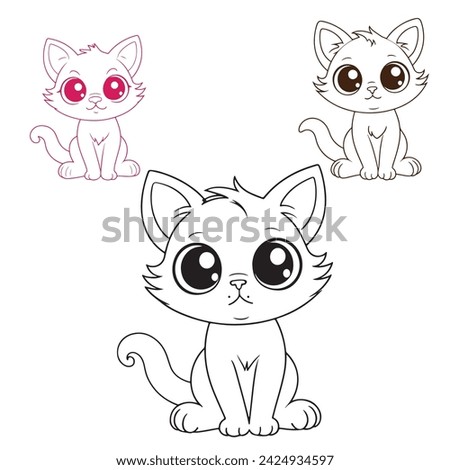 coloring page outline of cute cat